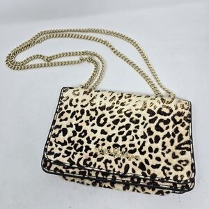 LILLY PULITZER Kat Leopard Haircalf Crossbody Bag Purse Gold Chain $178 Calfhair